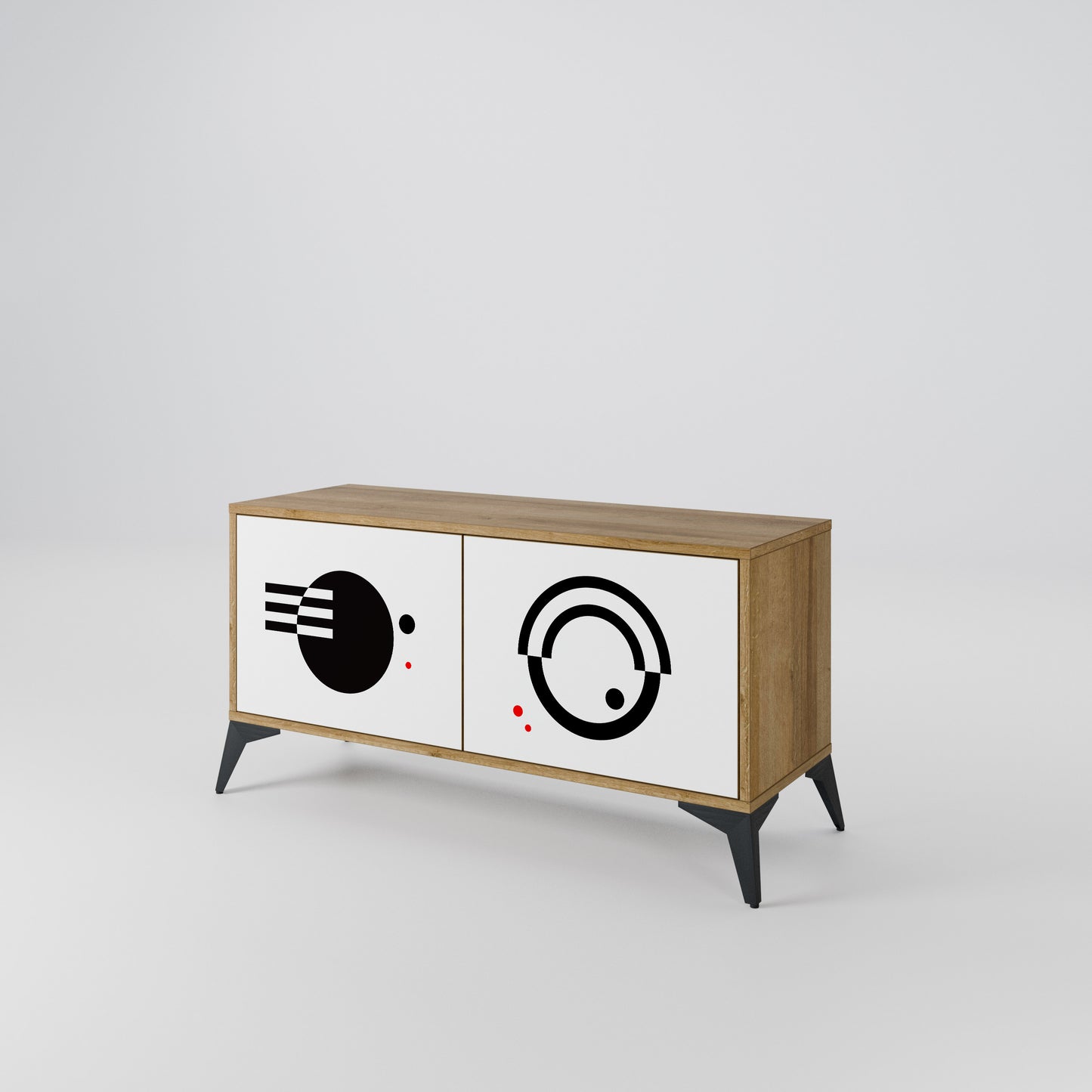 BLACK AND WHITE COMBINATION Kompaktní dvoudveřový TV stolek