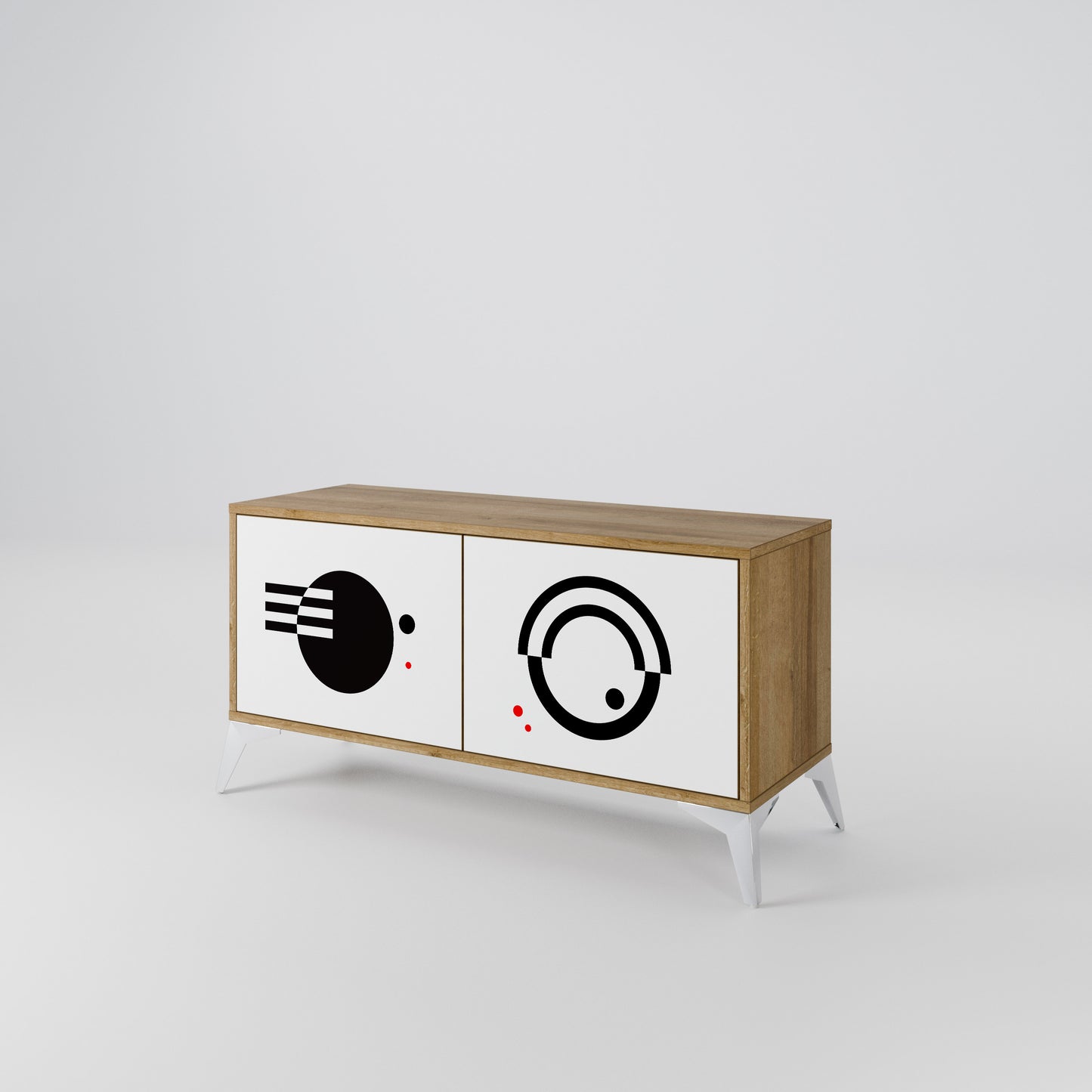 BLACK AND WHITE COMBINATION Kompaktní dvoudveřový TV stolek