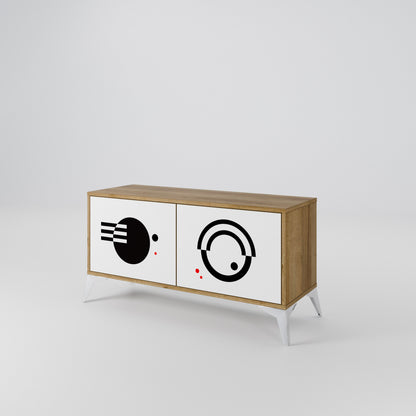 BLACK AND WHITE COMBINATION Kompaktní dvoudveřový TV stolek