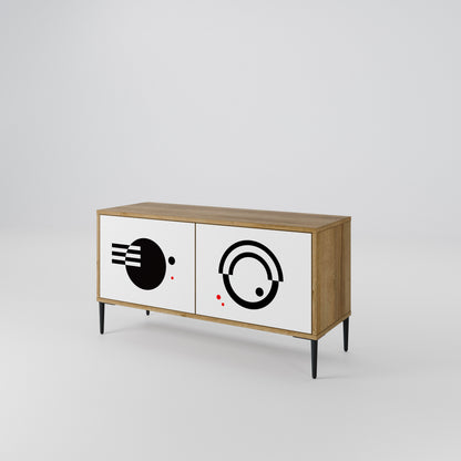 BLACK AND WHITE COMBINATION Kompaktní dvoudveřový TV stolek