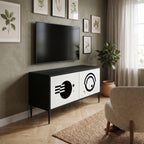BLACK AND WHITE COMBINATION Kompaktní dvoudveřový TV stolek