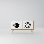 BLACK AND WHITE COMBINATION Kompaktní dvoudveřový TV stolek