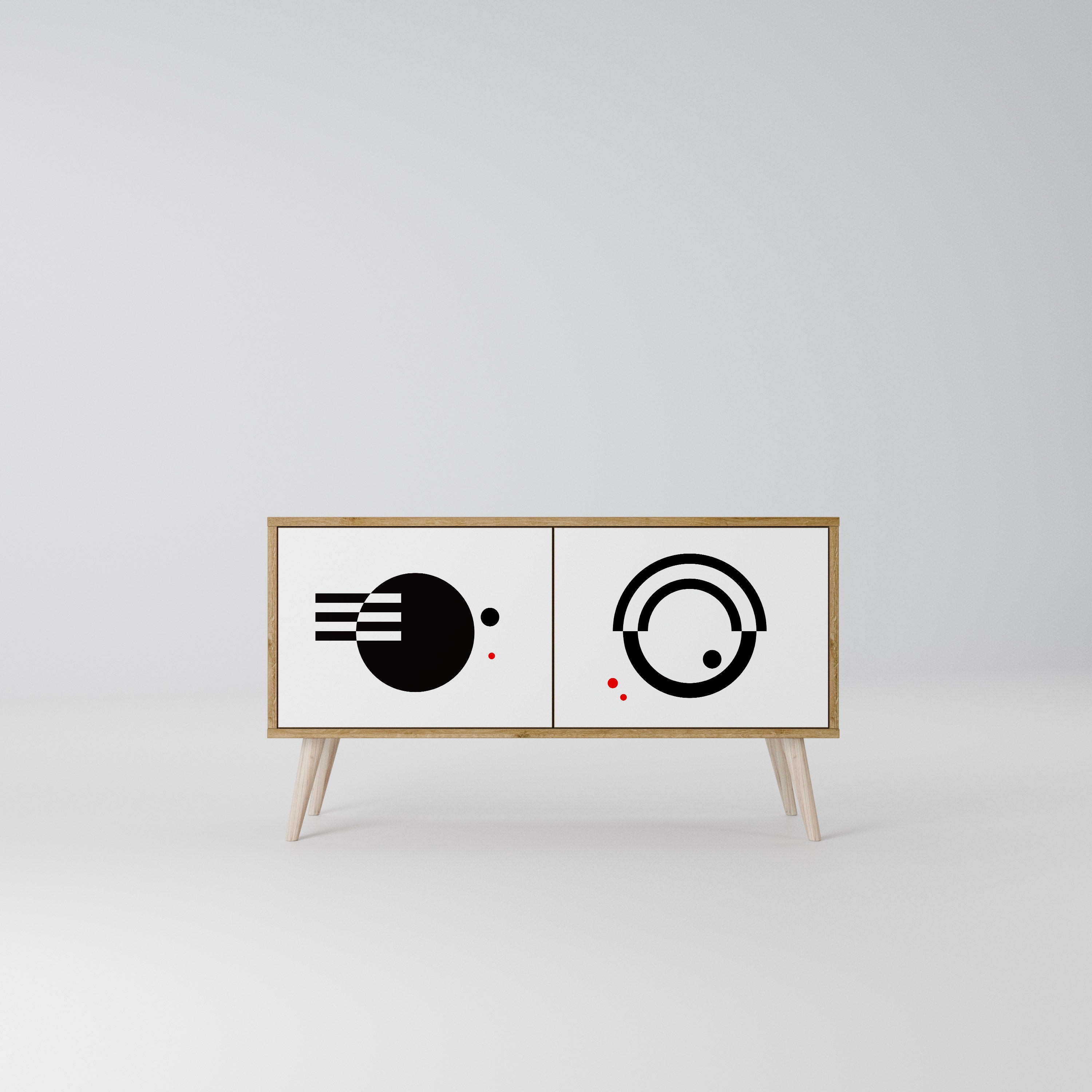 BLACK AND WHITE COMBINATION Kompaktní dvoudveřový TV stolek