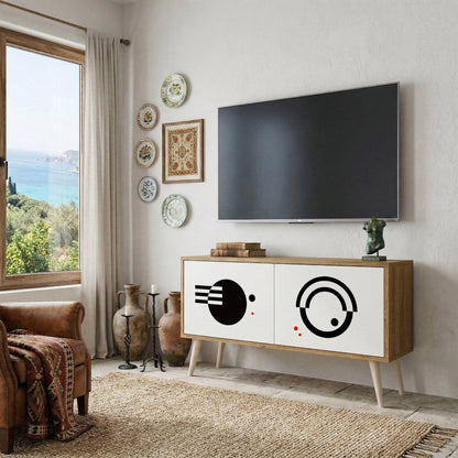 BLACK AND WHITE COMBINATION Kompaktní dvoudveřový TV stolek