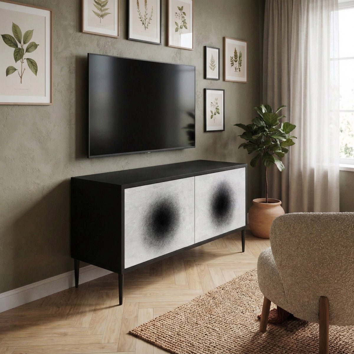 BLACK HOLE Kompaktní dvoudveřový TV stolek