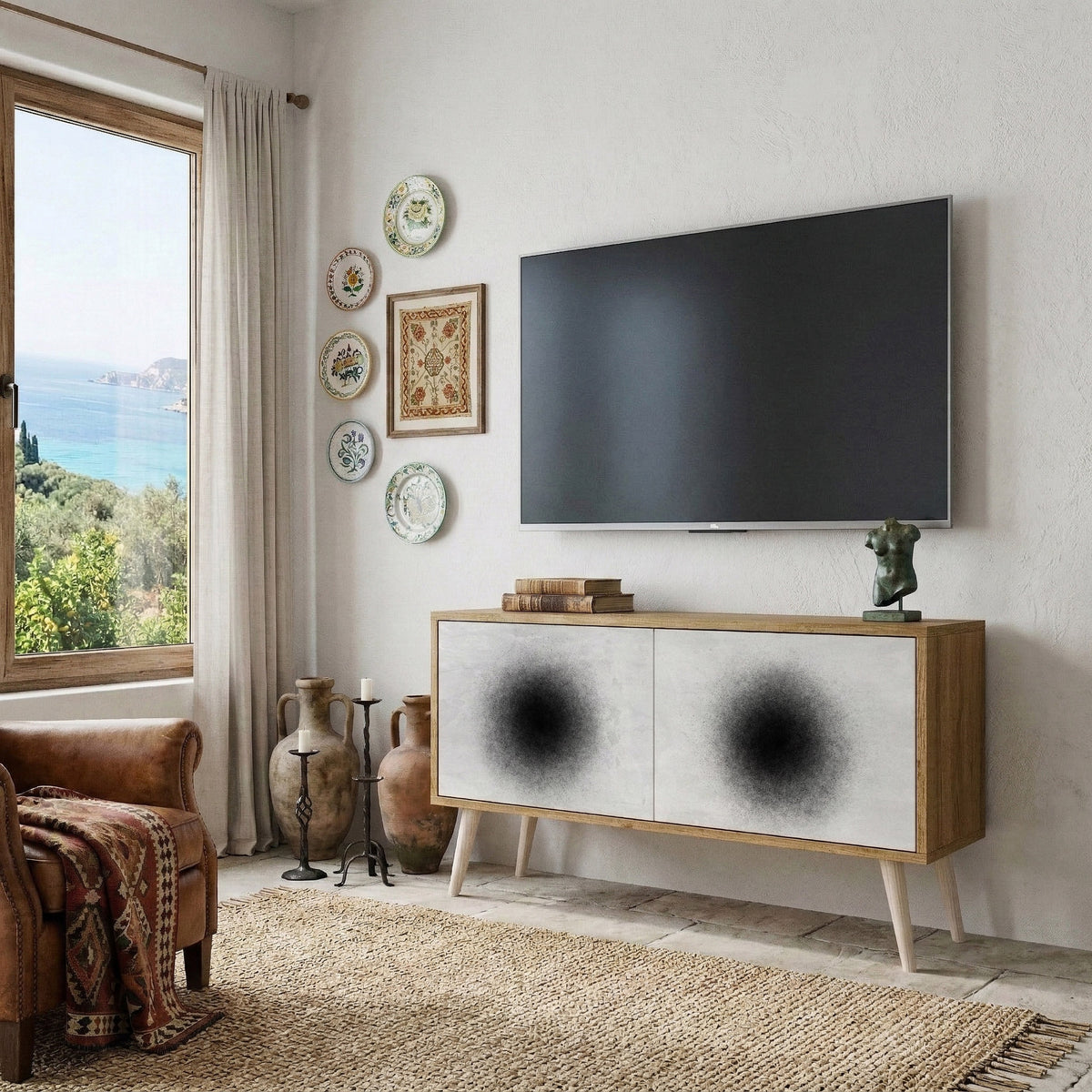 BLACK HOLE Kompaktní dvoudveřový TV stolek