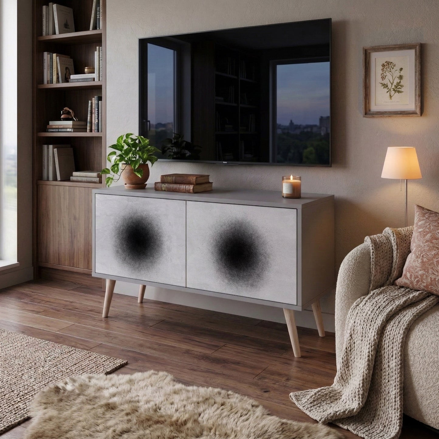 BLACK HOLE Kompaktní dvoudveřový TV stolek