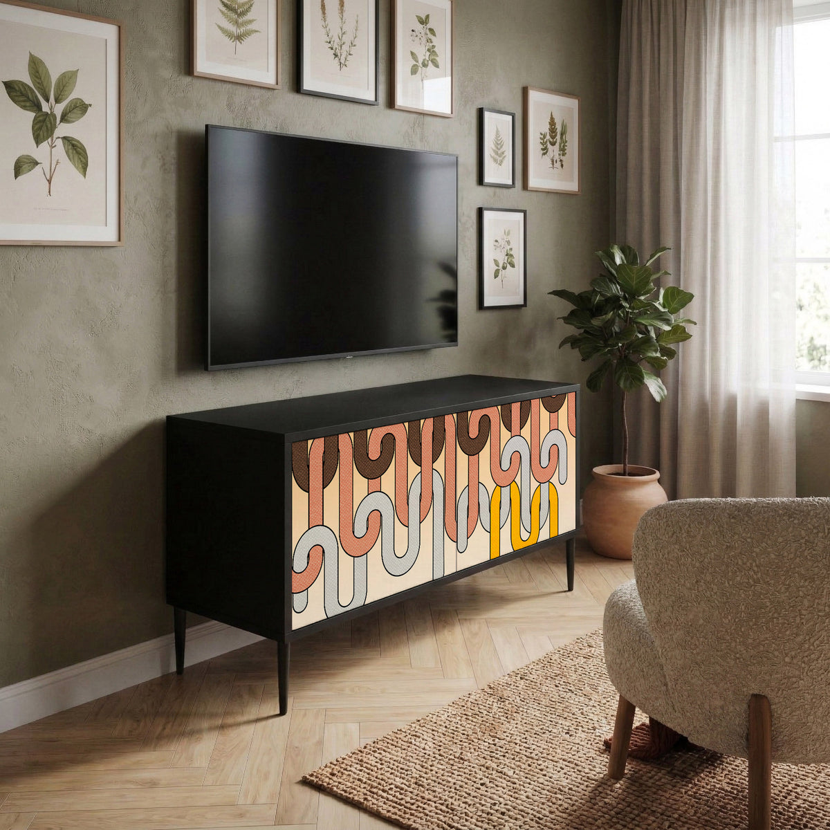 COLORFUL STRINGS Kompaktní dvoudveřový TV stolek