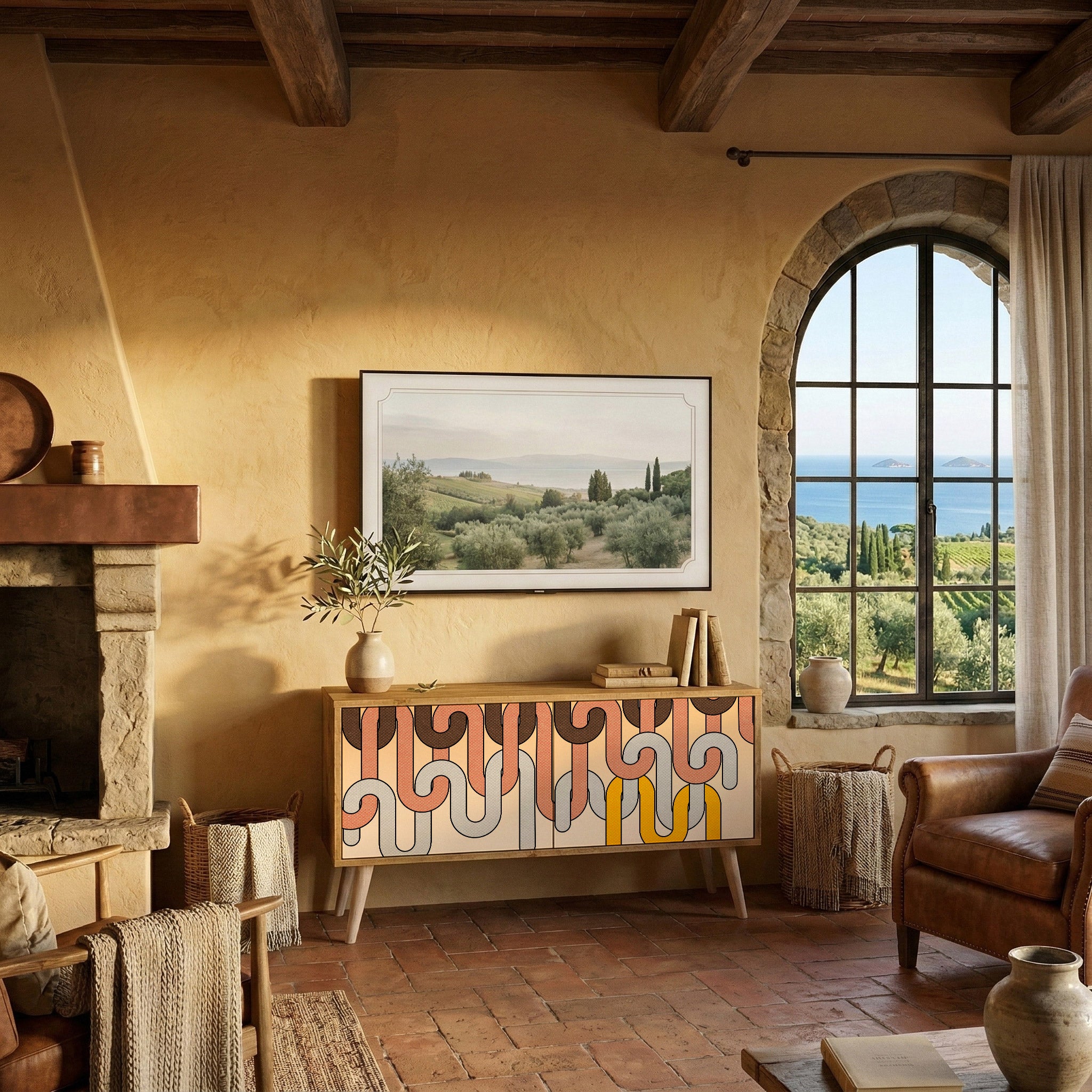 COLORFUL STRINGS Kompaktní dvoudveřový TV stolek