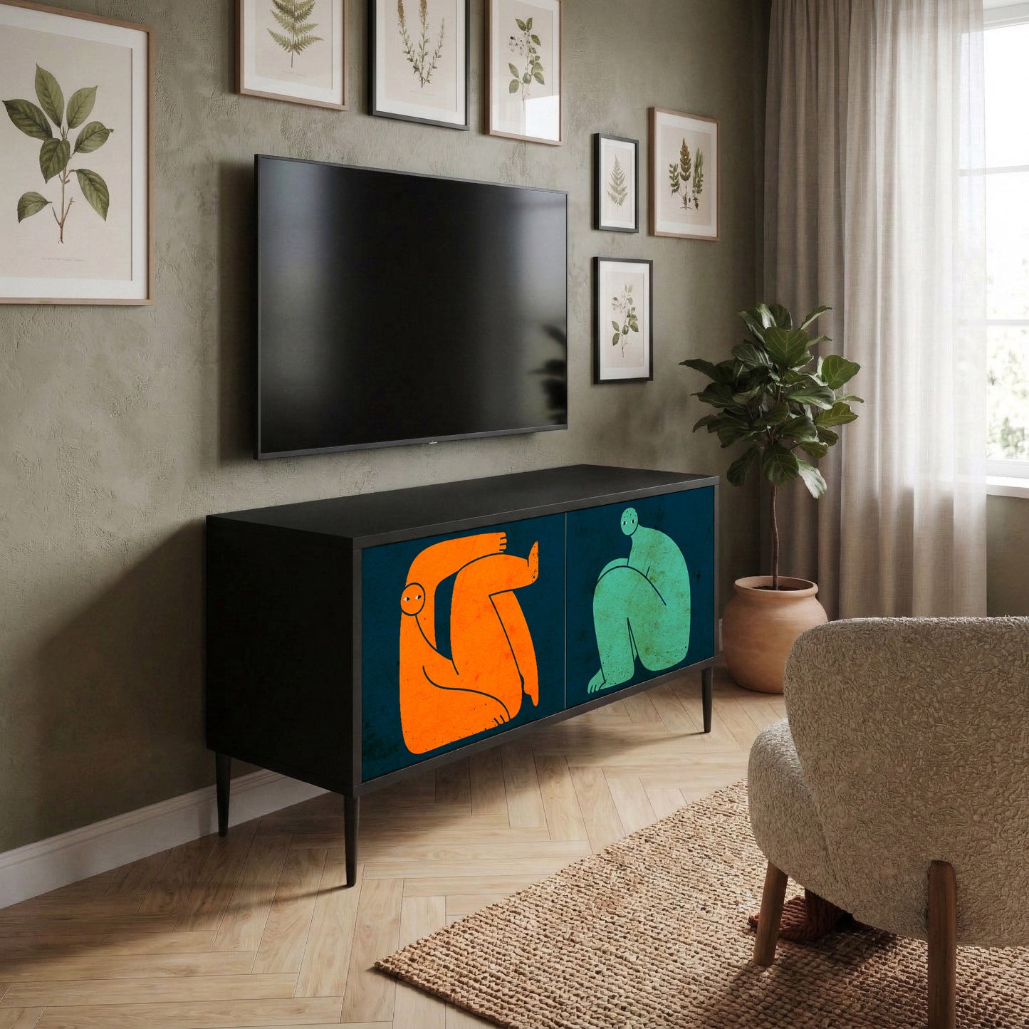 TOGETHER BUT SEPARATELY Kompaktní dvoudveřový TV stolek