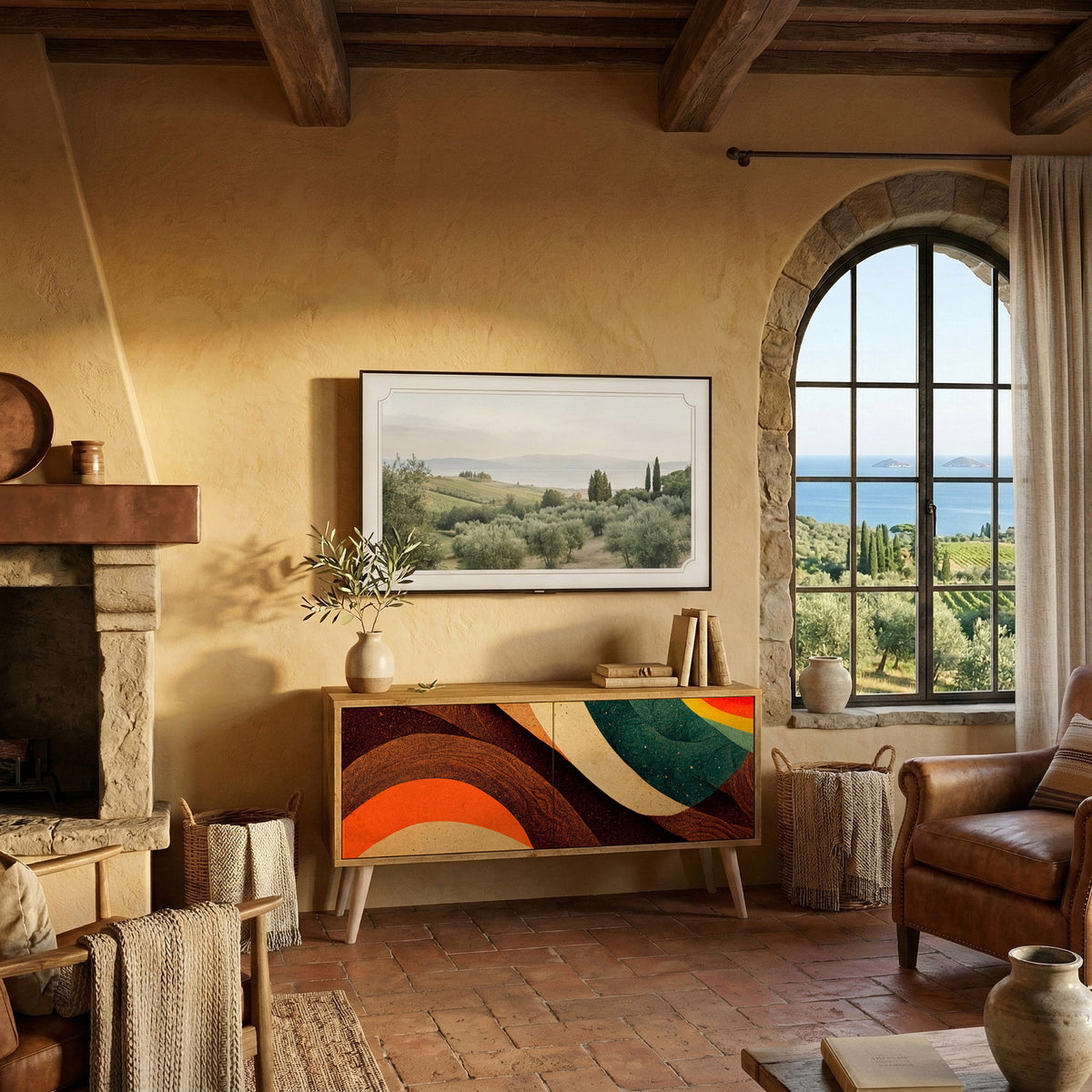 COLORFUL STRANDS Kompaktní dvoudveřový TV stolek