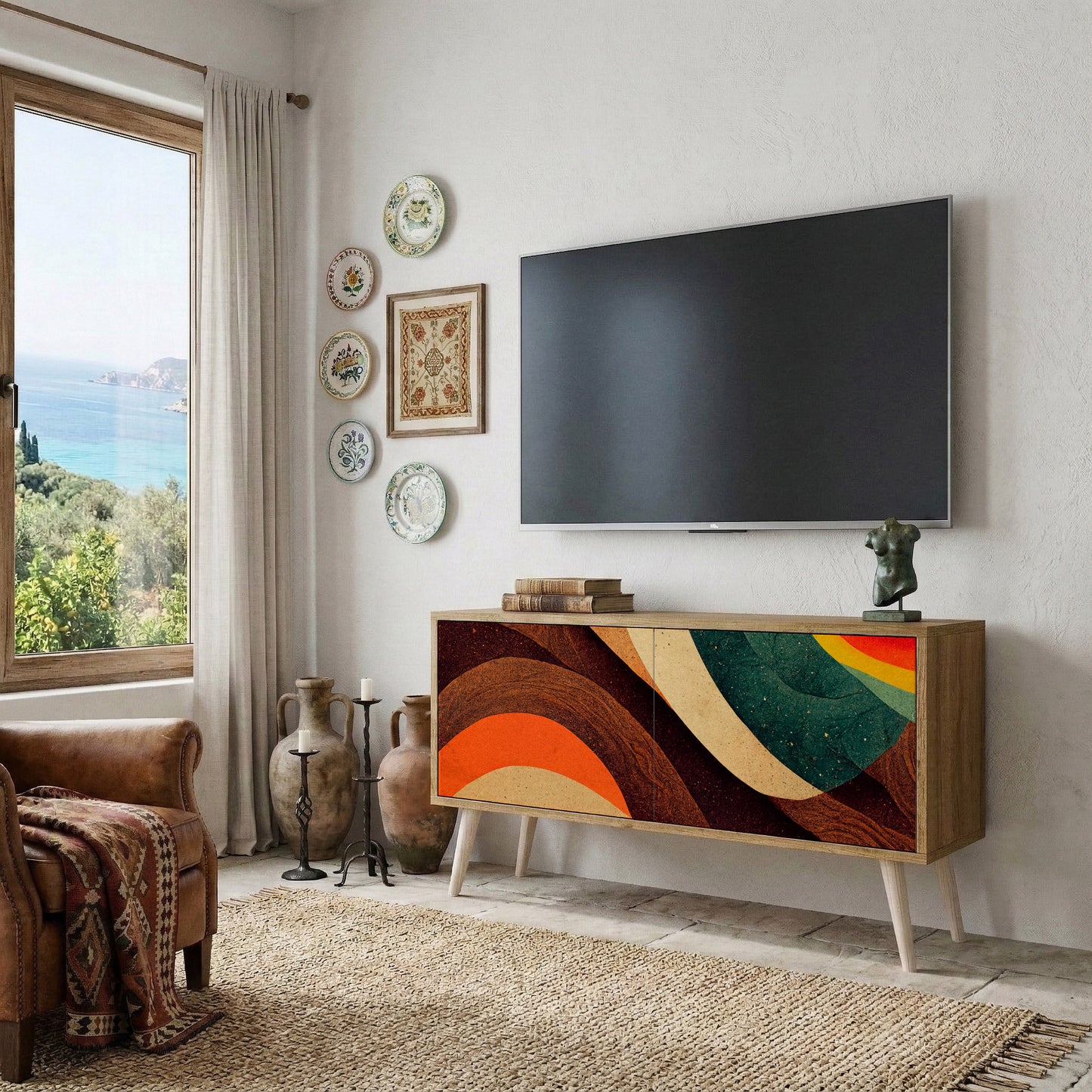 COLORFUL STRANDS Kompaktní dvoudveřový TV stolek