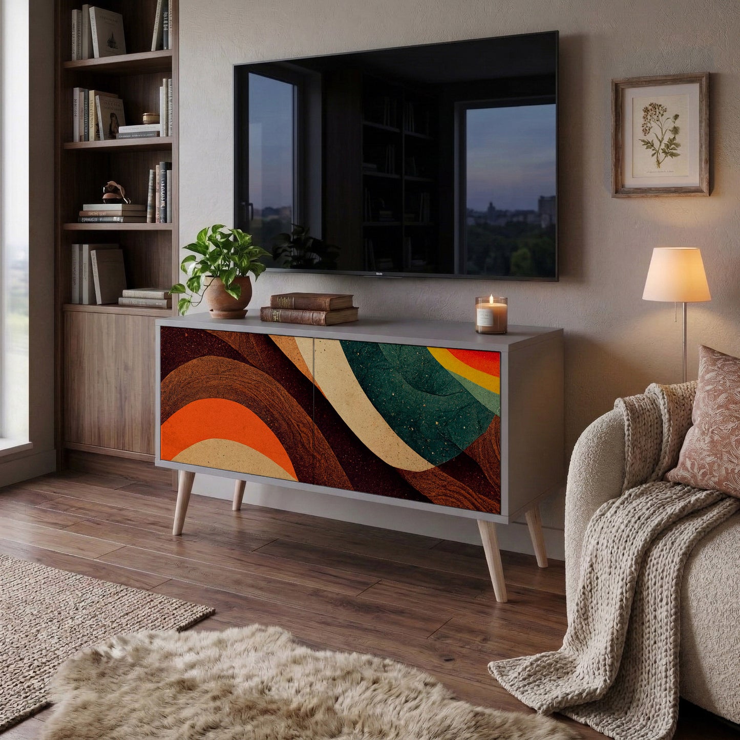 COLORFUL STRANDS Kompaktní dvoudveřový TV stolek