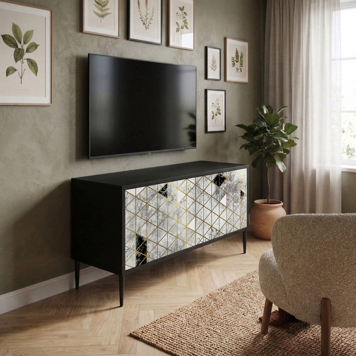 ASHEN ARIA Kompaktní dvoudveřový TV stolek