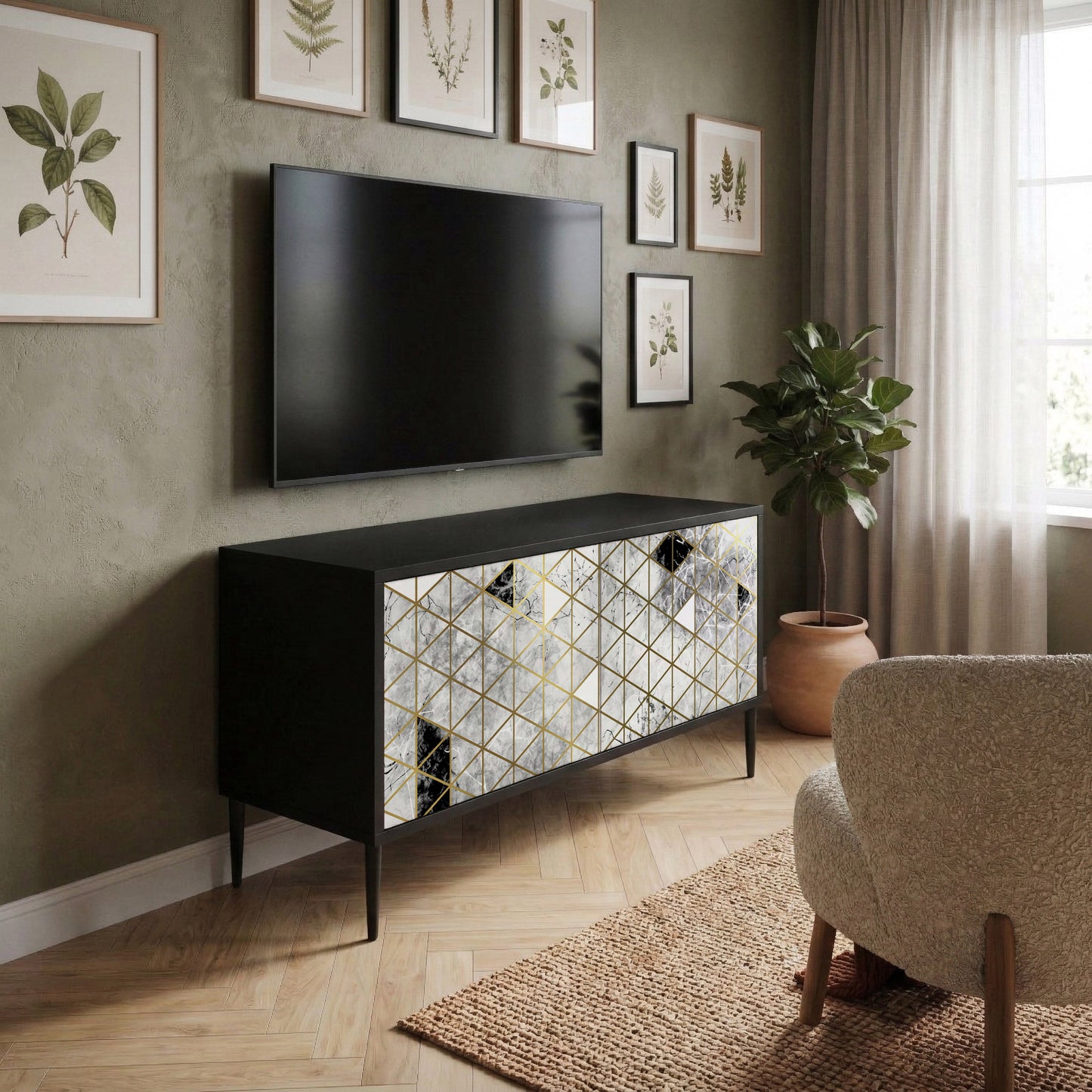 ASHEN ARIA Kompaktní dvoudveřový TV stolek