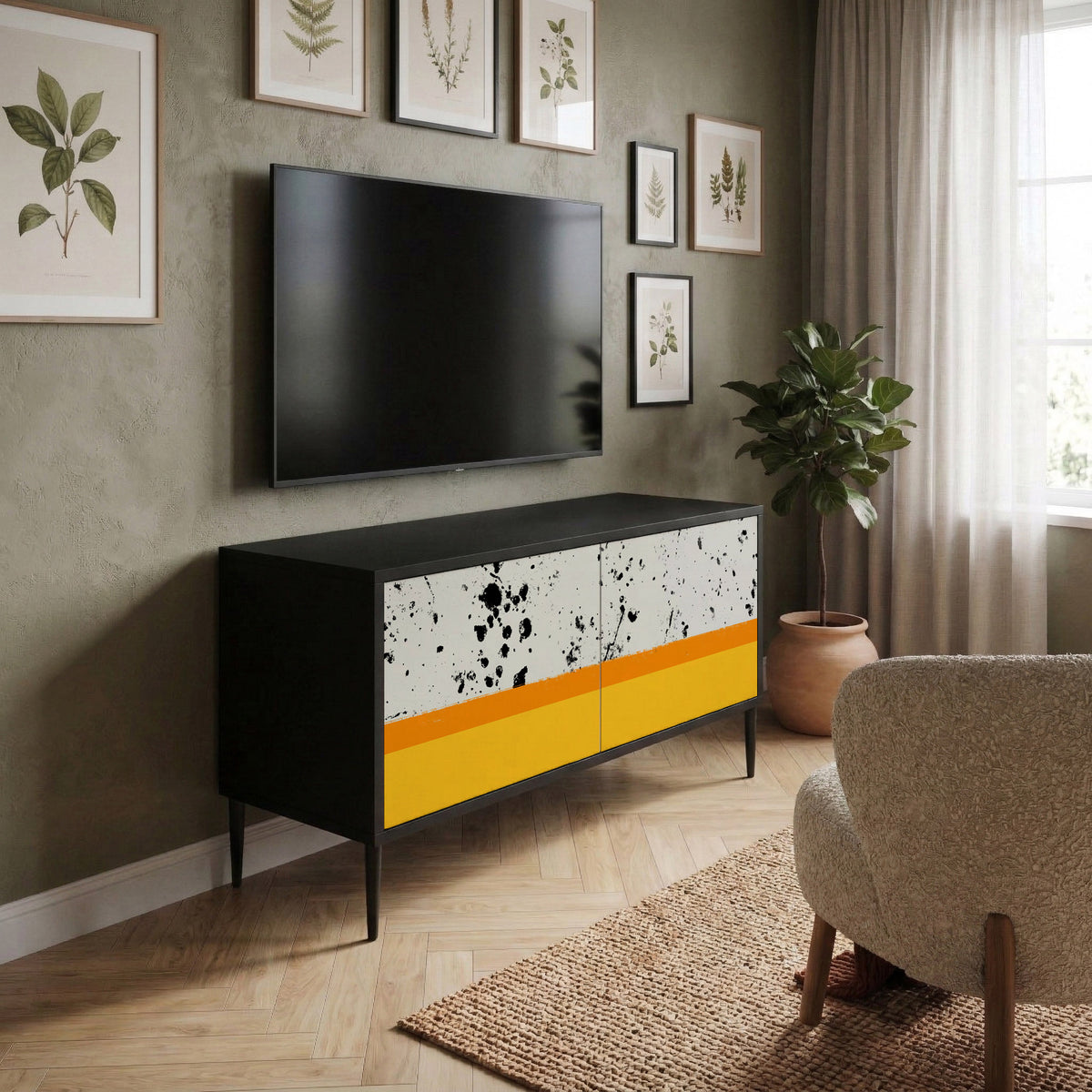 DYED BY ORANGE Kompaktní dvoudveřový TV stolek