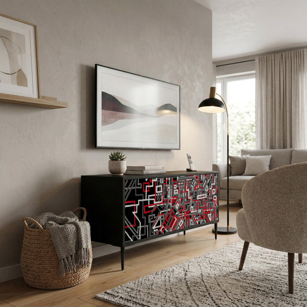 BROKEN LINES Kompaktní dvoudveřový TV stolek