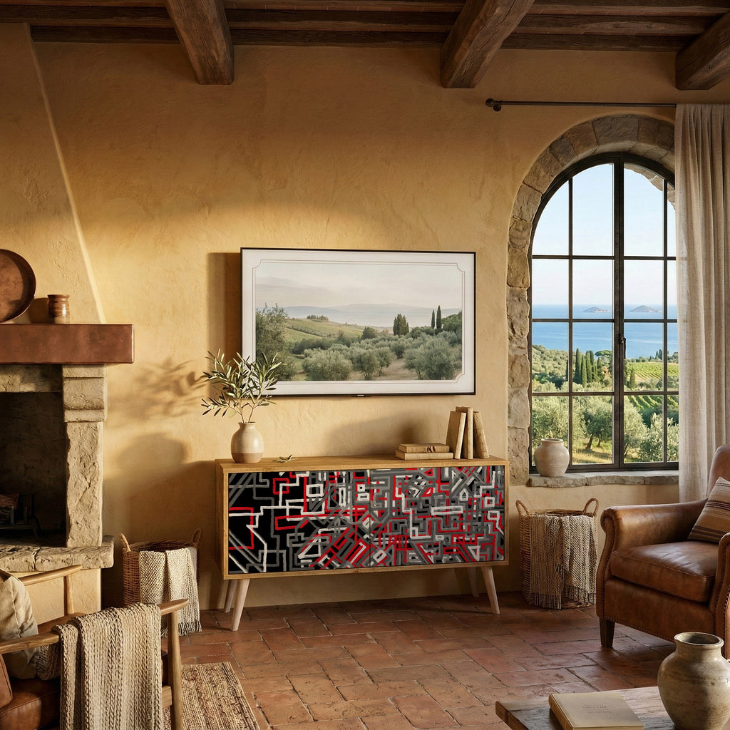 BROKEN LINES Kompaktní dvoudveřový TV stolek