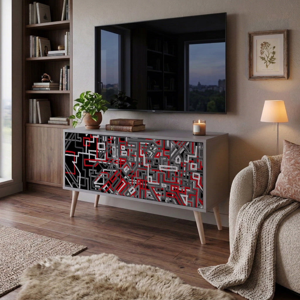 BROKEN LINES Kompaktní dvoudveřový TV stolek