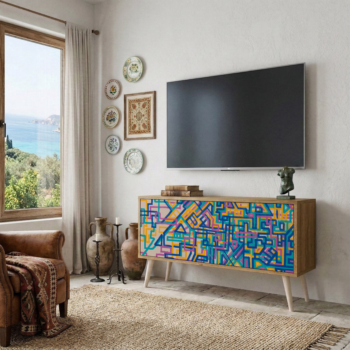 MEMORIES MAP Kompaktní dvoudveřový TV stolek
