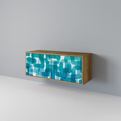 TURQUOISE RECTANGLES Kompaktní dvoudveřový TV stolek
