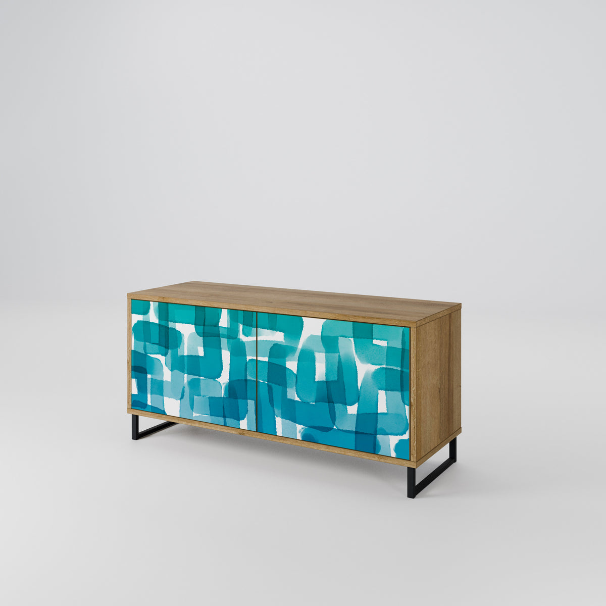 TURQUOISE RECTANGLES Kompaktní dvoudveřový TV stolek