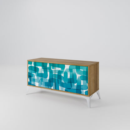 TURQUOISE RECTANGLES Kompaktní dvoudveřový TV stolek