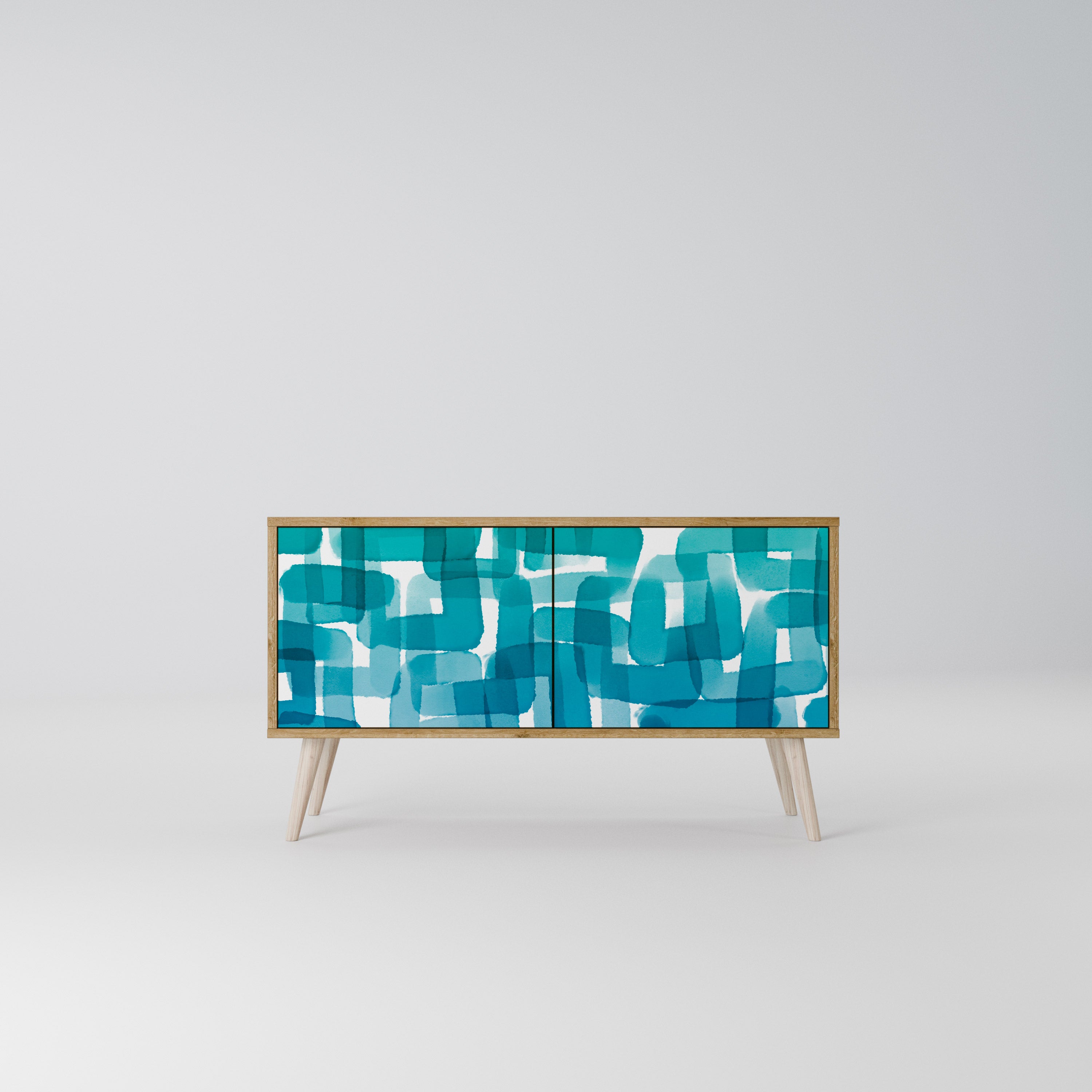 TURQUOISE RECTANGLES Kompaktní dvoudveřový TV stolek