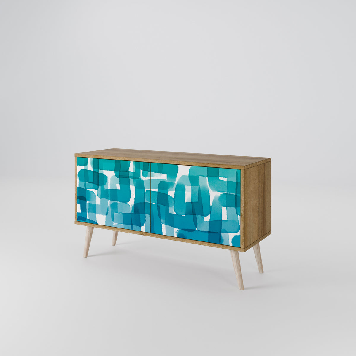 TURQUOISE RECTANGLES Kompaktní dvoudveřový TV stolek