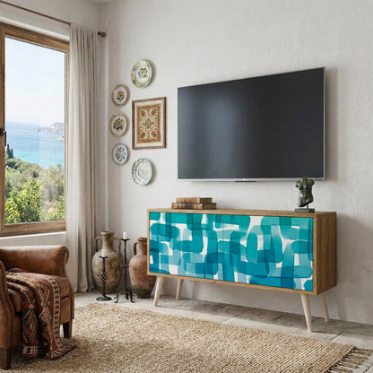 TURQUOISE RECTANGLES Kompaktní dvoudveřový TV stolek