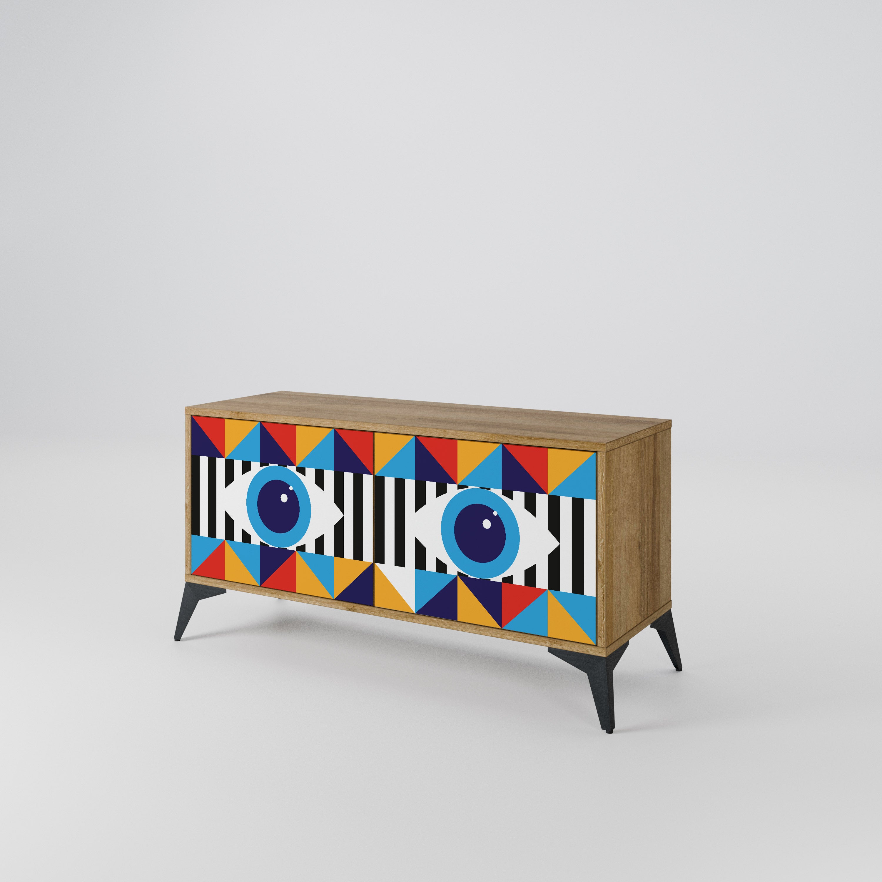 ABSTRACTION AND GEOMETRY Compact 2-Door TV Cabinet
