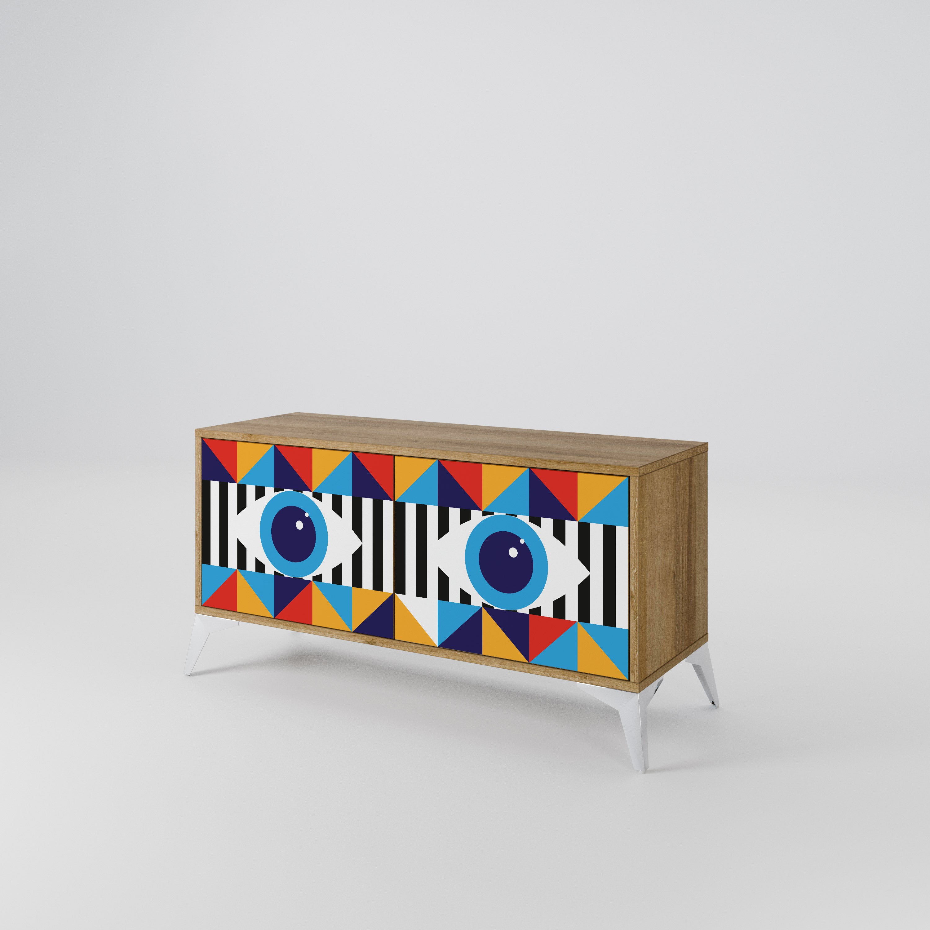 ABSTRACTION AND GEOMETRY Compact 2-Door TV Cabinet