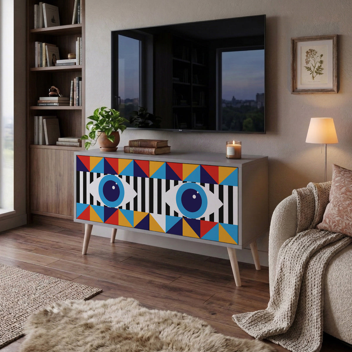 ABSTRACTION AND GEOMETRY Kompaktní dvoudveřový TV stolek