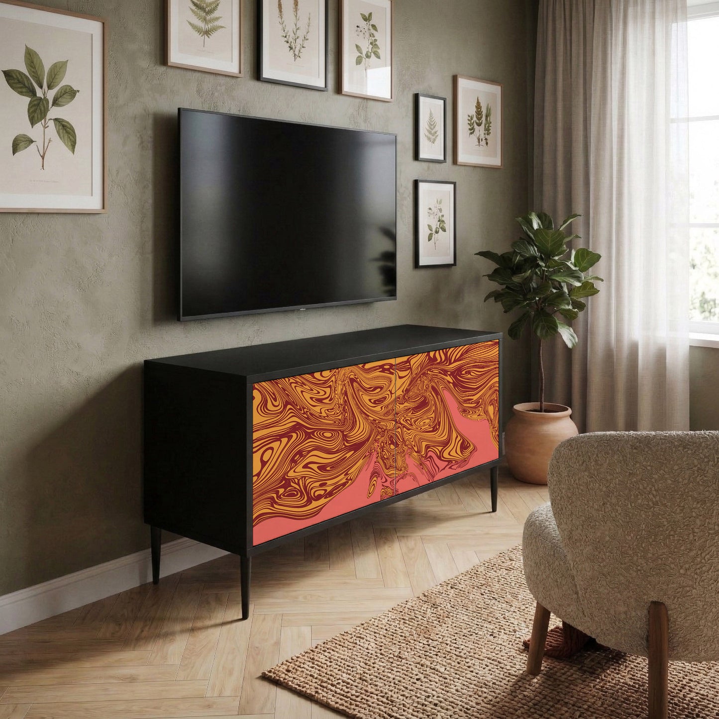 FLOATING THOUGHTS Kompaktní dvoudveřový TV stolek