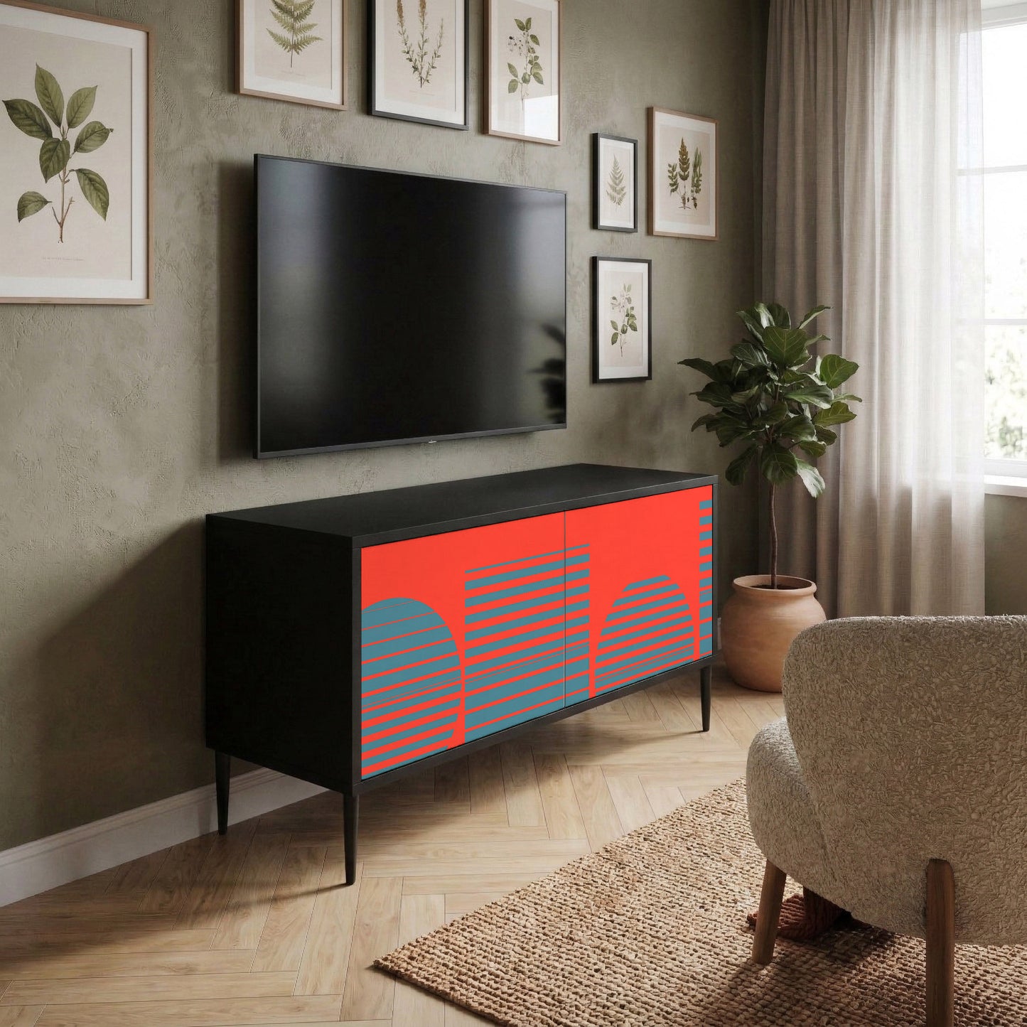 RISING GEOMETRY STARS Kompaktní dvoudveřový TV stolek