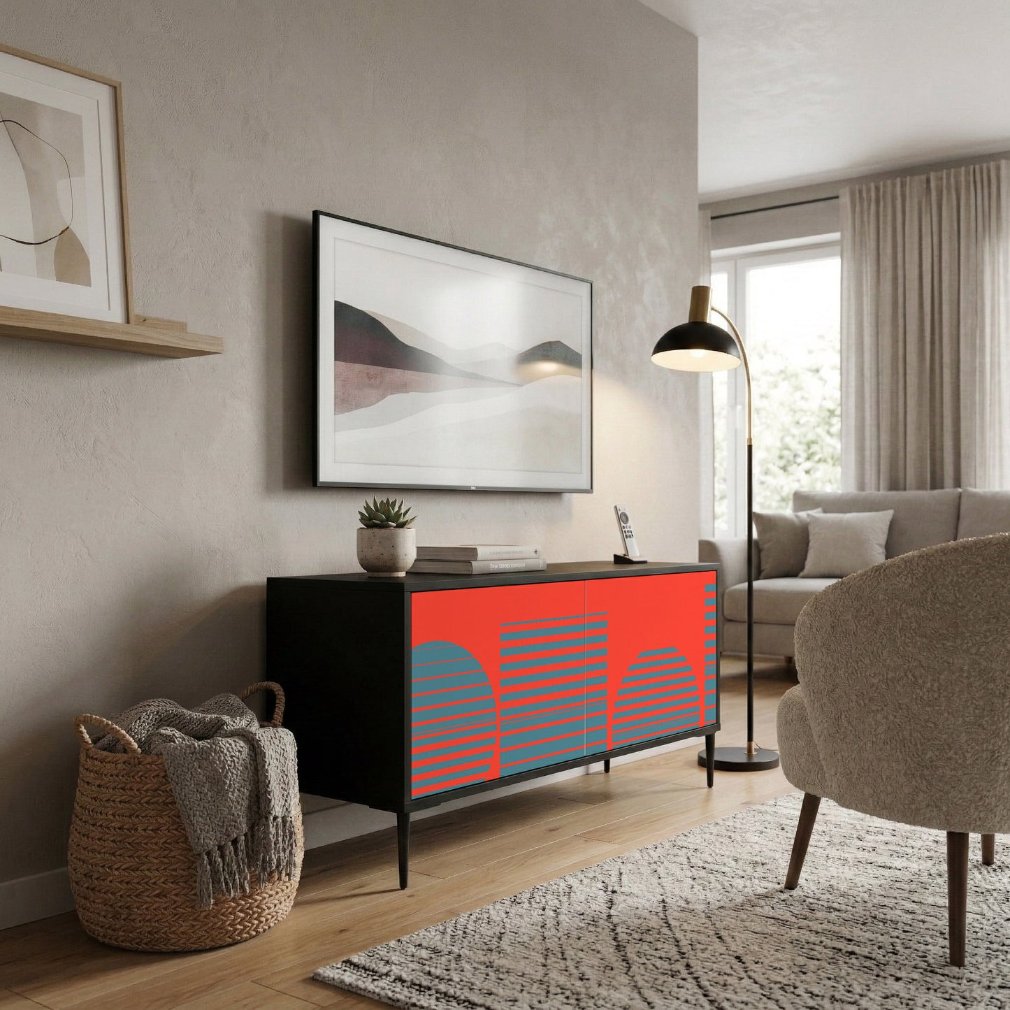 RISING GEOMETRY STARS Kompaktní dvoudveřový TV stolek