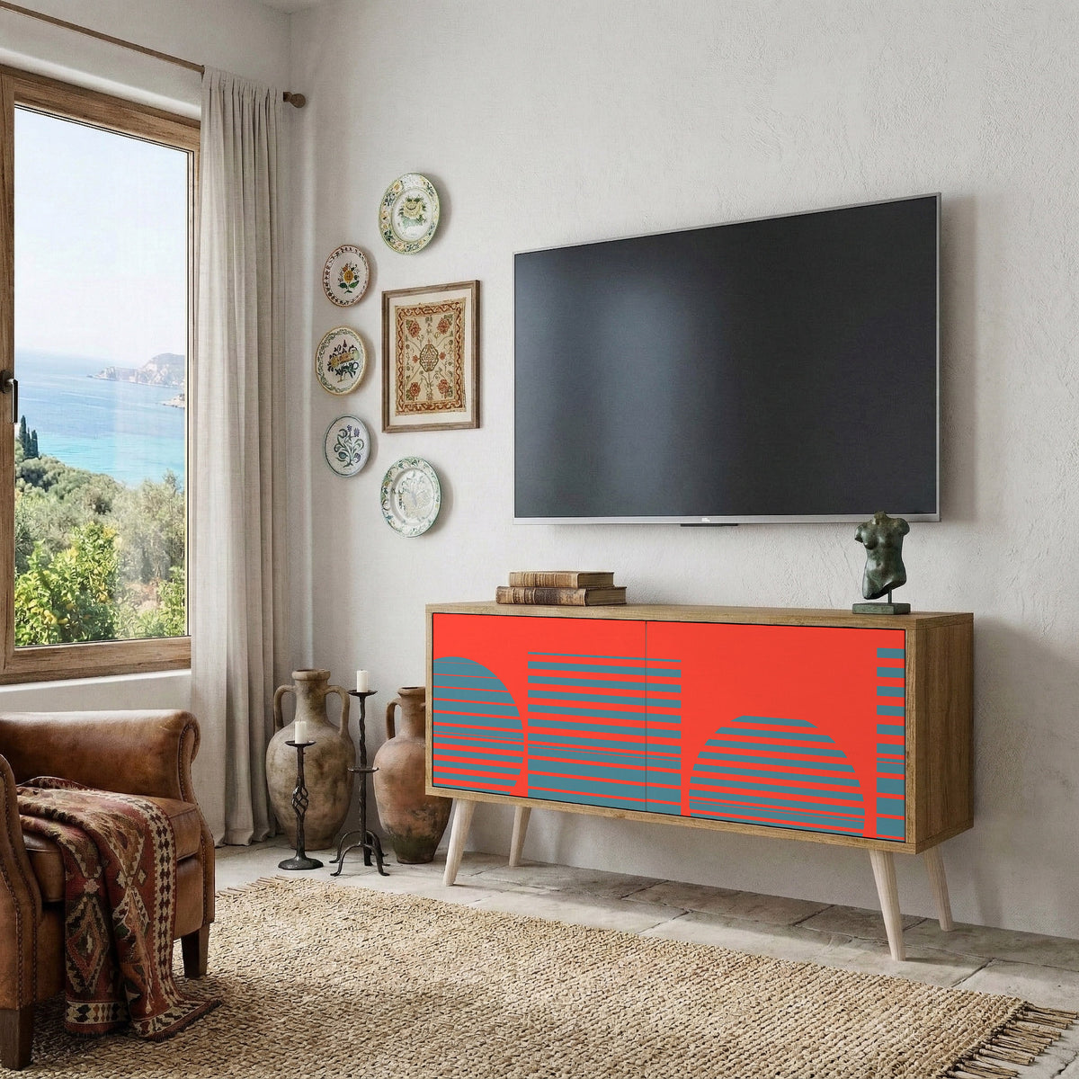 RISING GEOMETRY STARS Kompaktní dvoudveřový TV stolek
