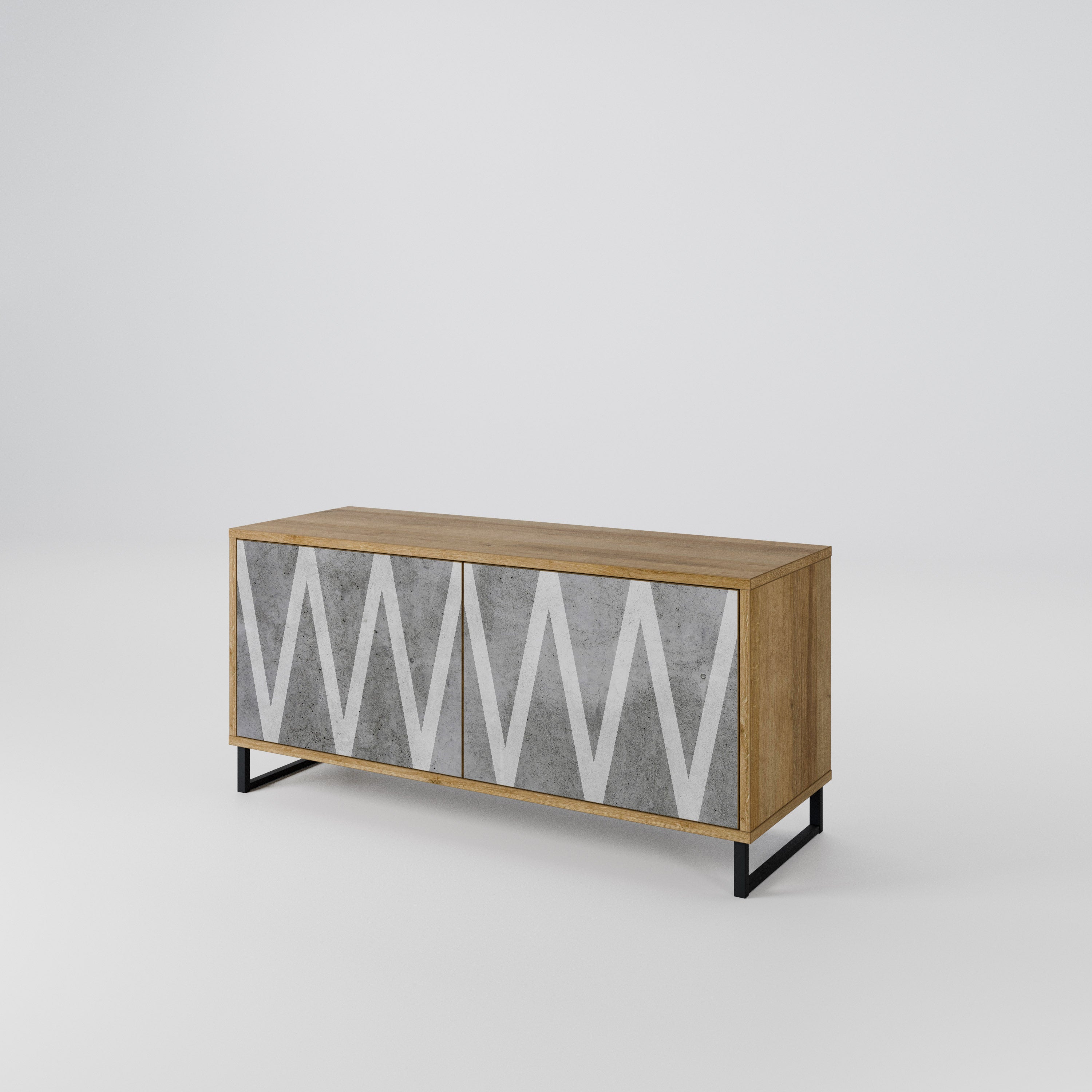 SOLID ZIG ZAG Compact 2-Door TV Cabinet