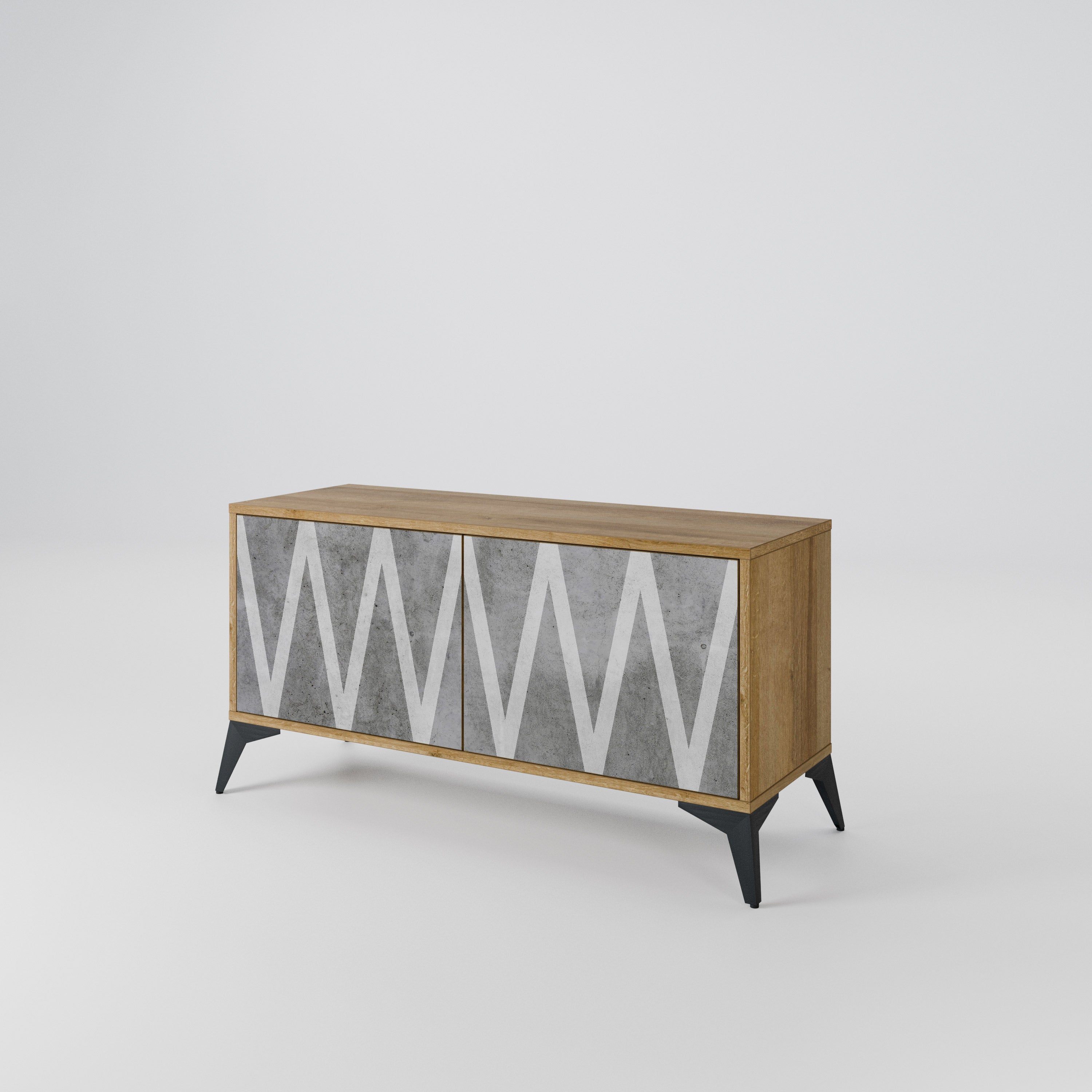 SOLID ZIG ZAG Compact 2-Door TV Cabinet