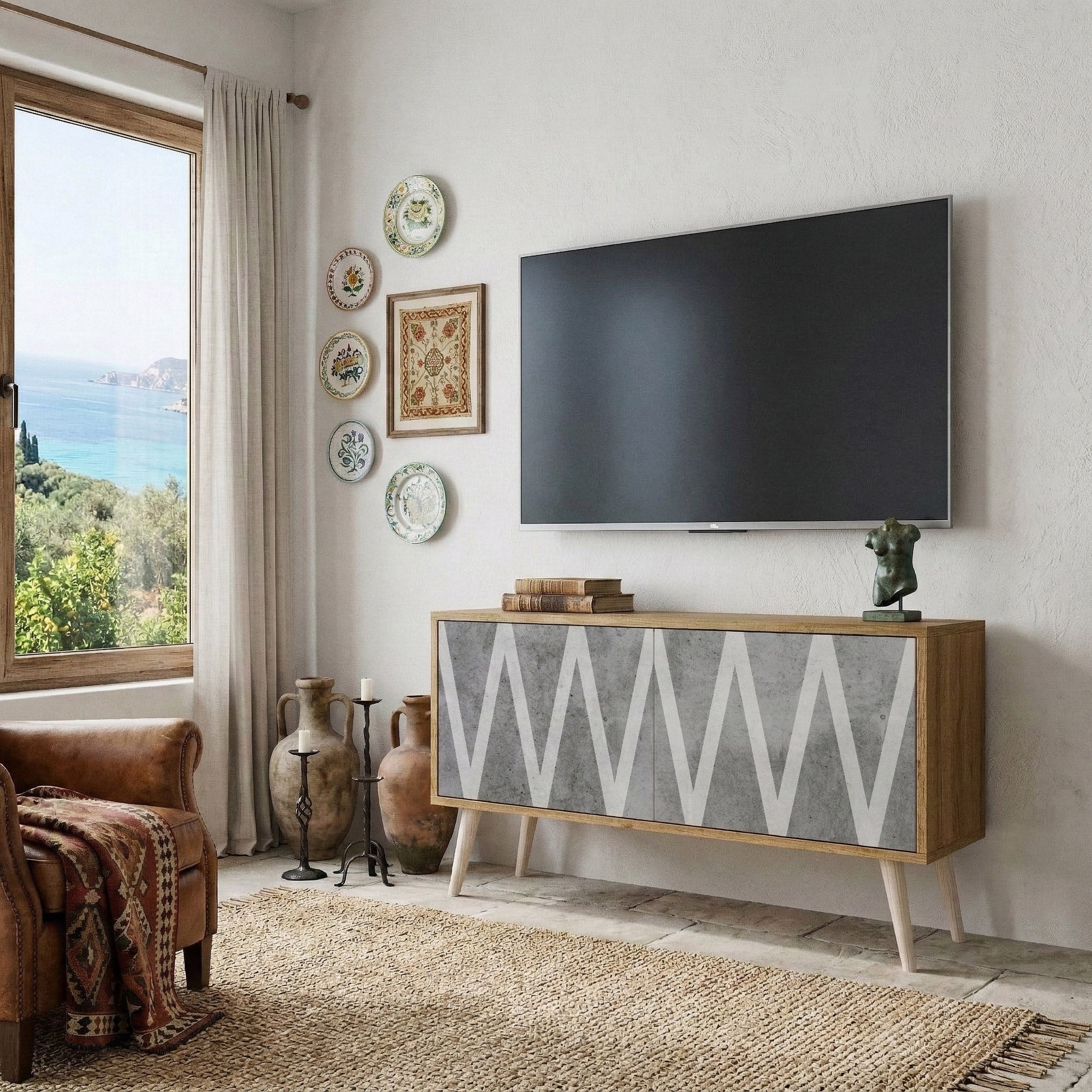 SOLID ZIG ZAG Kompaktní dvoudveřový TV stolek