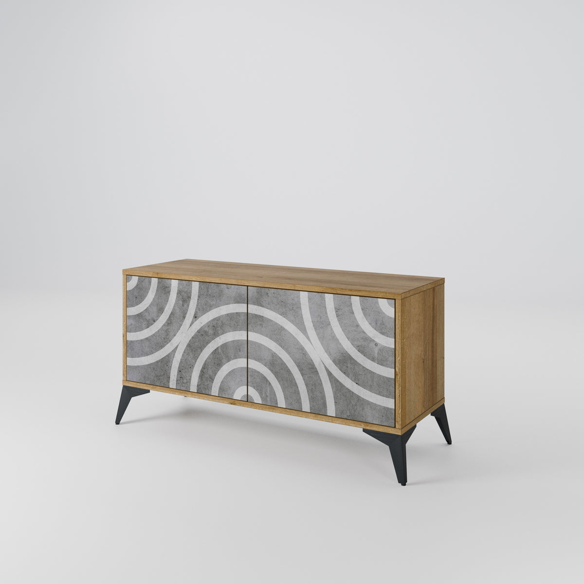 CIRCLE CONCRETE Kompaktní dvoudveřový TV stolek