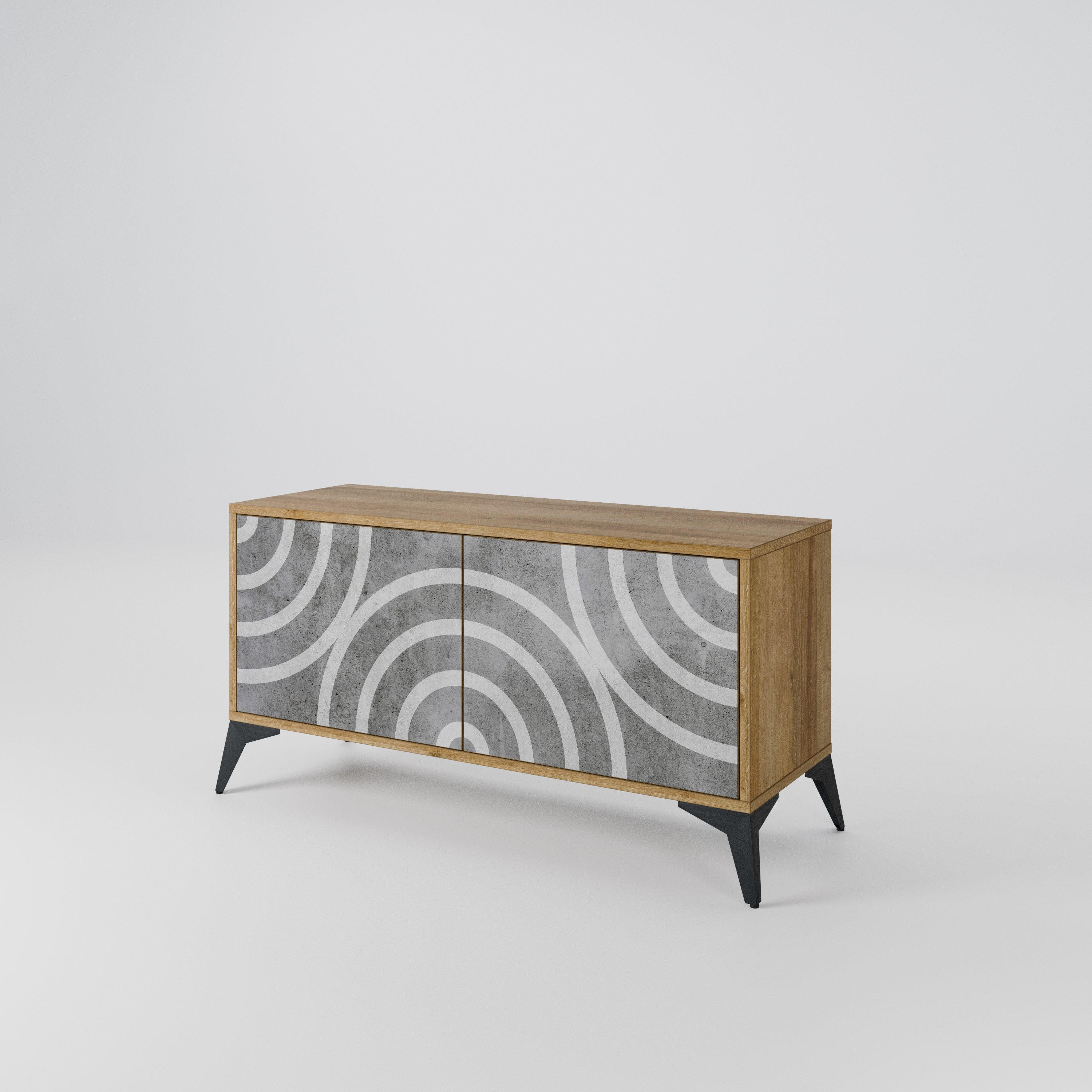 CIRCLE CONCRETE Compact 2-Door TV Cabinet