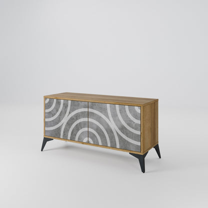 CIRCLE CONCRETE Kompaktní dvoudveřový TV stolek