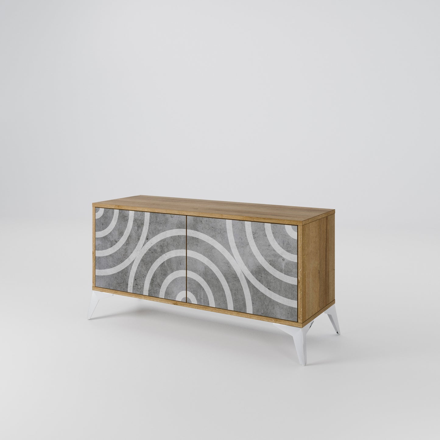 CIRCLE CONCRETE Kompaktní dvoudveřový TV stolek