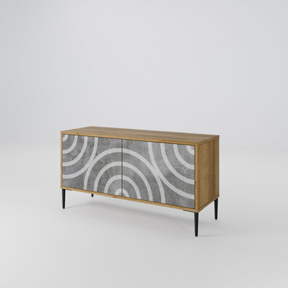 CIRCLE CONCRETE Kompaktní dvoudveřový TV stolek