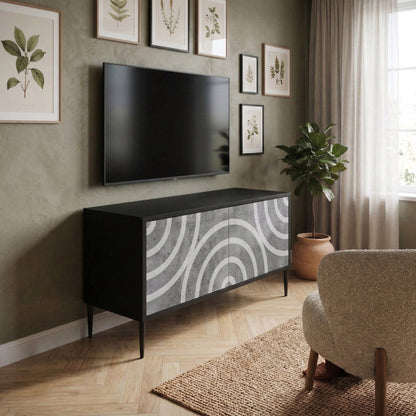 CIRCLE CONCRETE Kompaktní dvoudveřový TV stolek