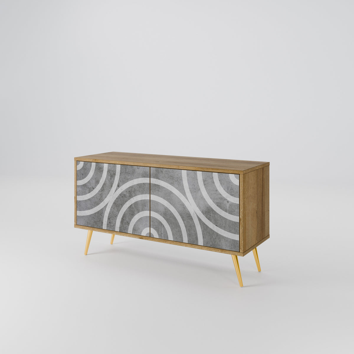 CIRCLE CONCRETE Kompaktní dvoudveřový TV stolek