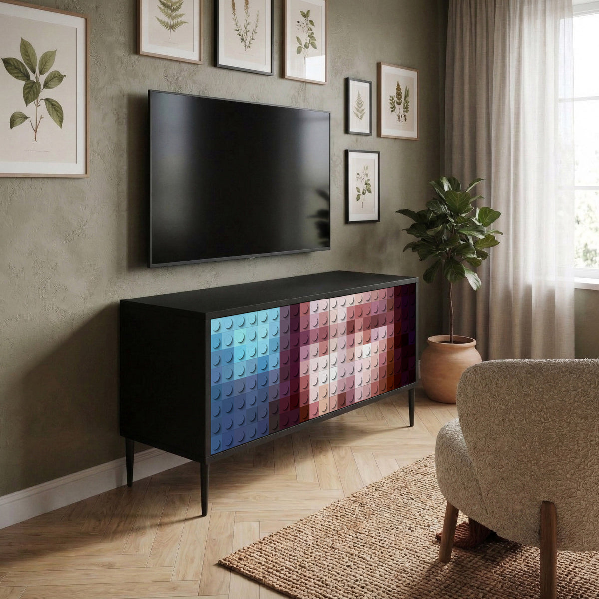 CONSTRUCTIVE ART Kompaktní dvoudveřový TV stolek