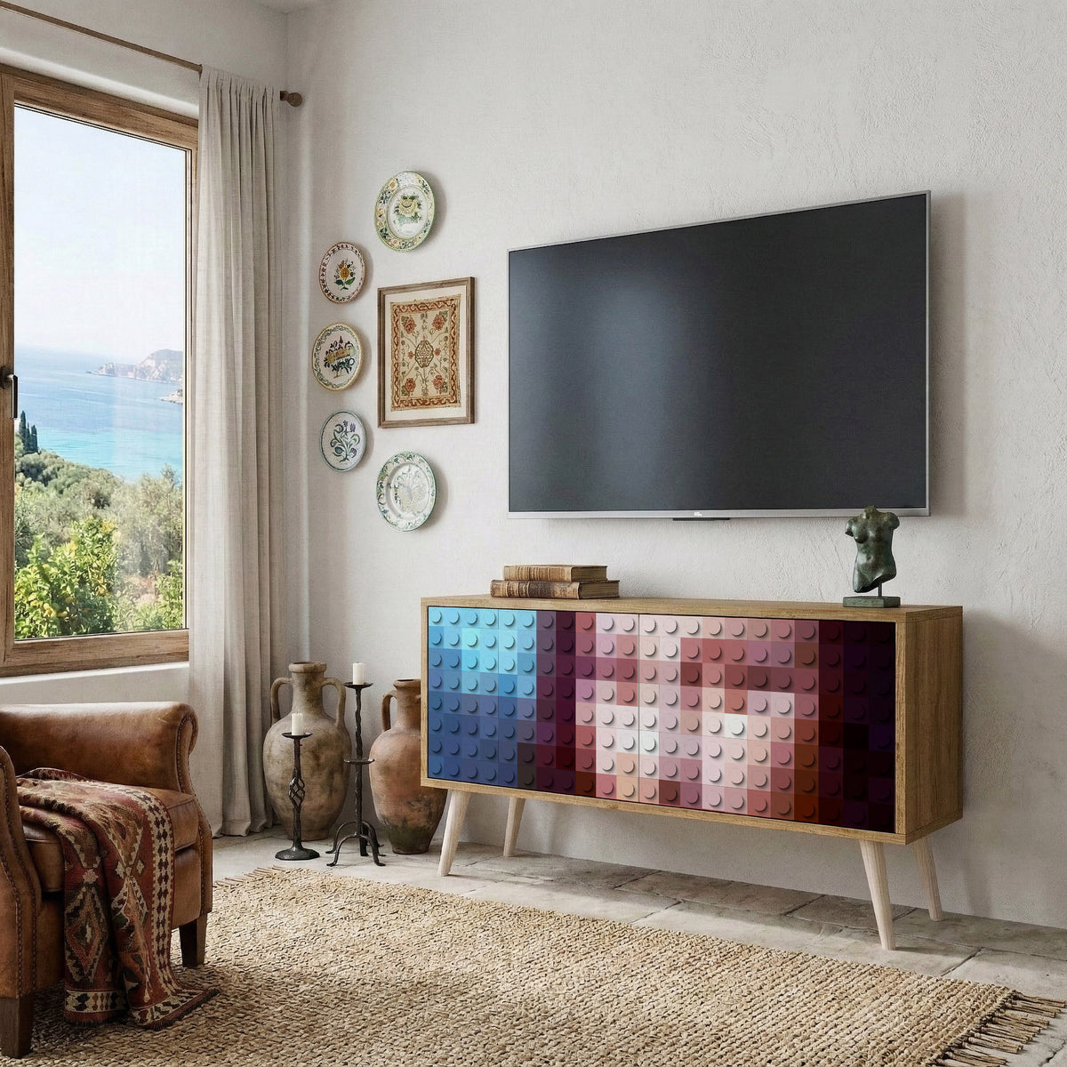 CONSTRUCTIVE ART Kompaktní dvoudveřový TV stolek