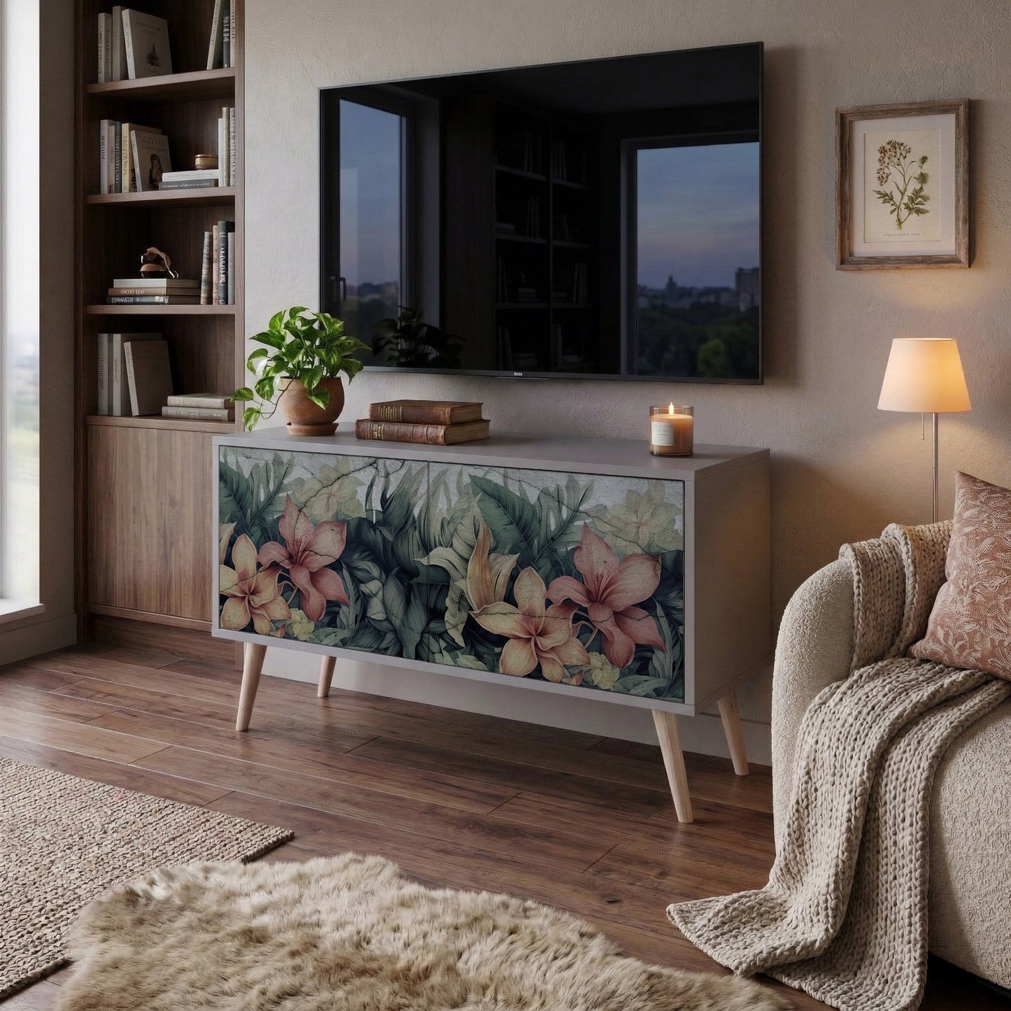 HEAVENLY BLOOM Kompaktní dvoudveřový TV stolek